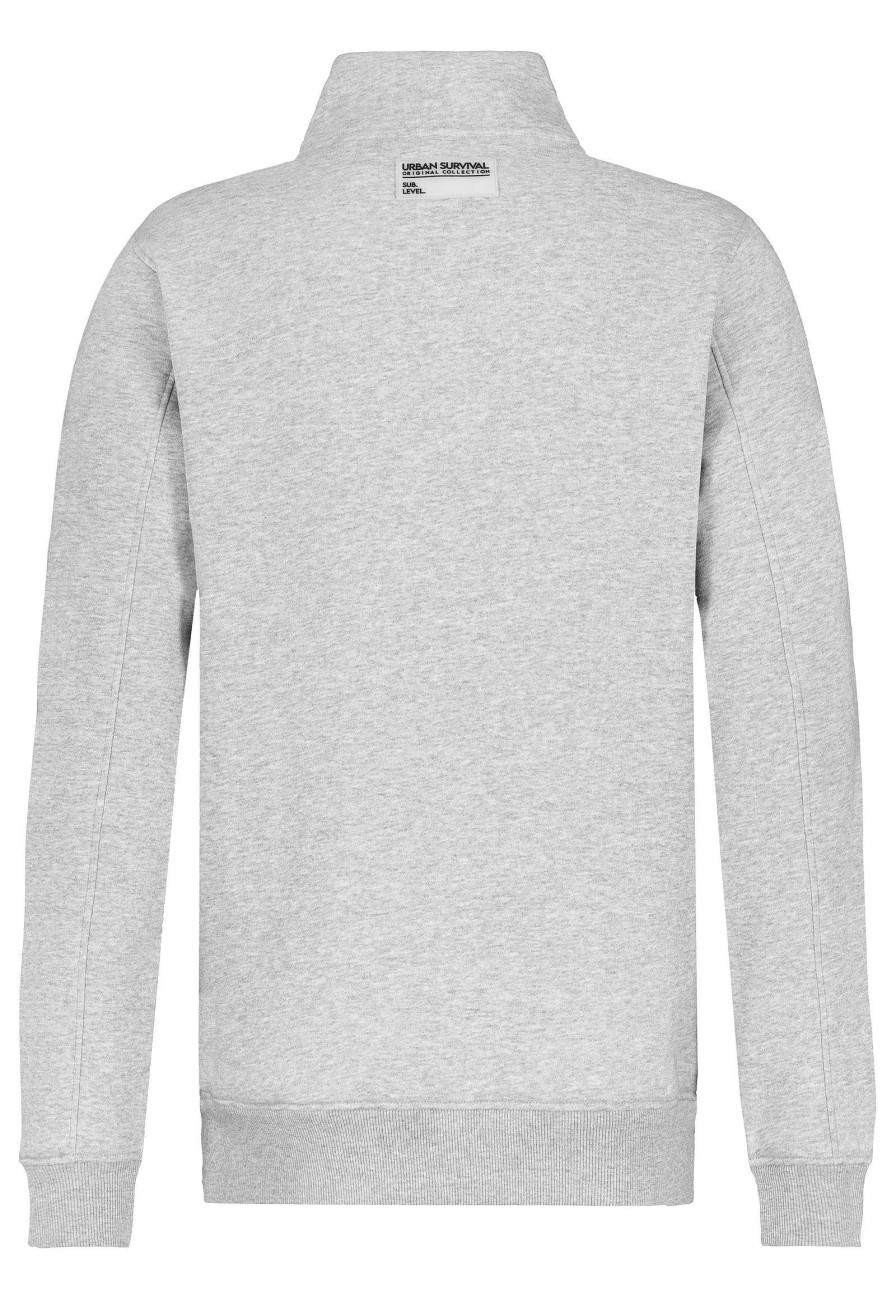 SUBLEVEL Sweatshirt Half Zip Light Grey Beliebt