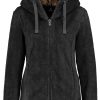 SUBLEVEL Damen Fleecejacke Mit Kunstfell Black Jacken