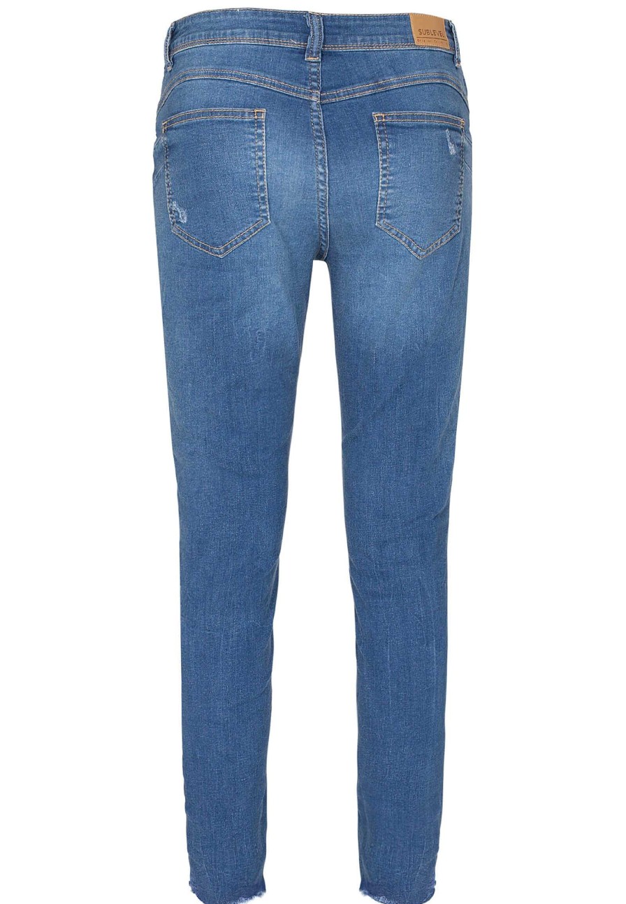 SUBLEVEL Skinny Jeans Mit Offenem Saum Blue Hosen