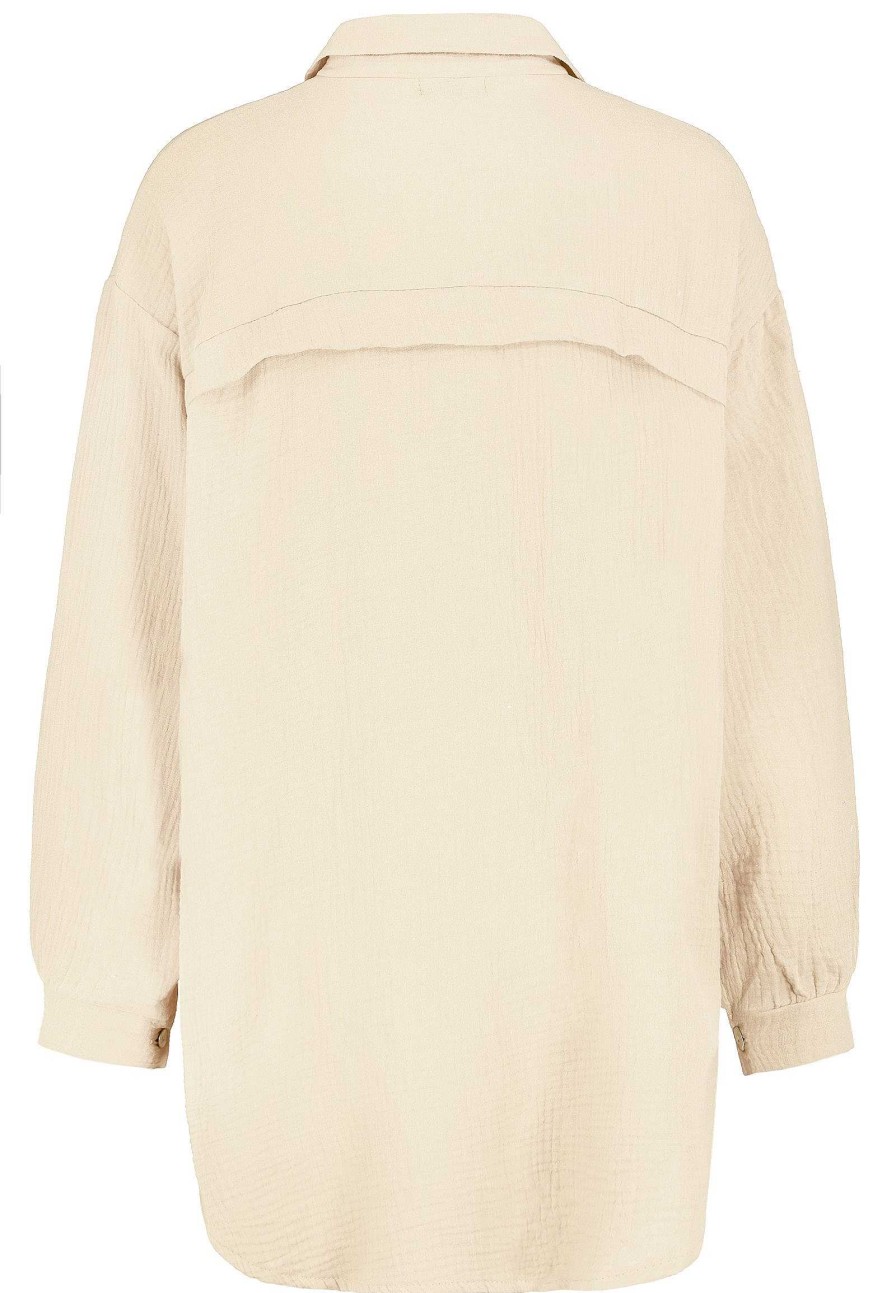 SUBLEVEL Musselin Long-Bluse Light Beige Blusen