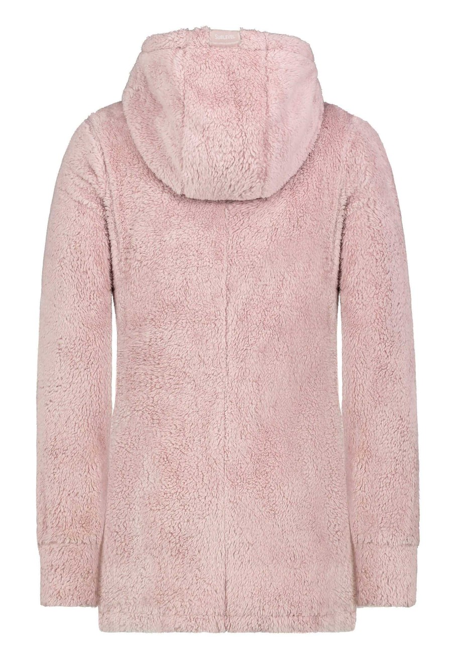 SUBLEVEL Kuschelfleece Jacke Mit Kapuze Light-Rose Beliebt