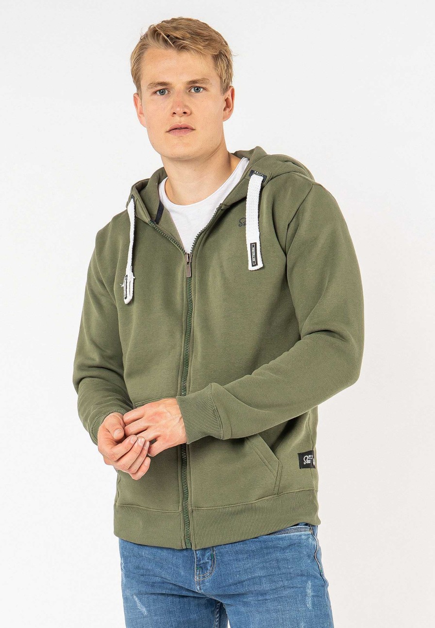 SUBLEVEL Sweatjacke Mit Kapuze Dark Green Pullover