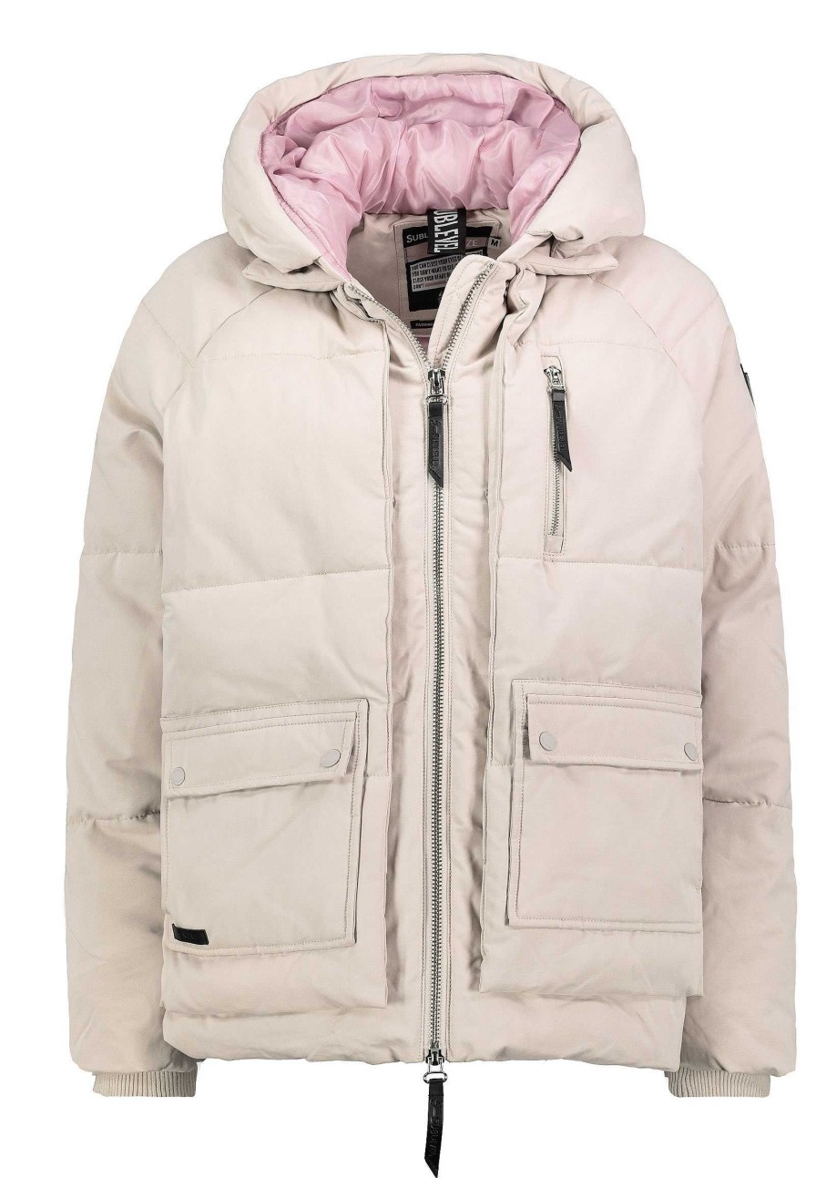 SUBLEVEL Warme Steppjacke Puffer Jacket Light Beige Beliebt