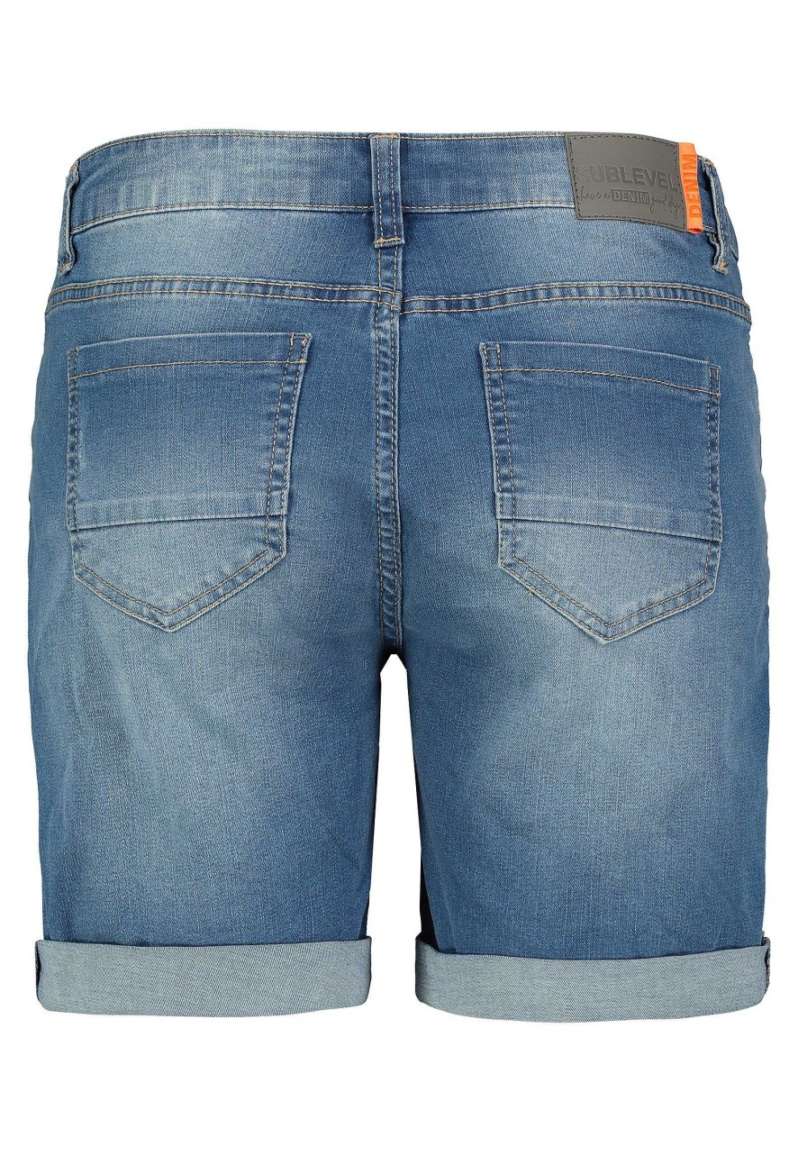 SUBLEVEL Jeansbermuda Mit Used-Elementen Middle Blue Shorts