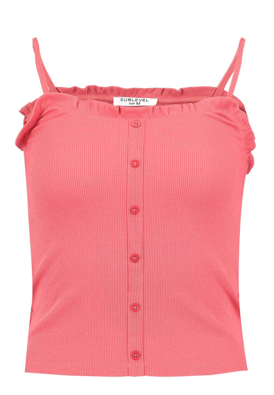 SUBLEVEL Geruschtes Ripptop Pink Shirts