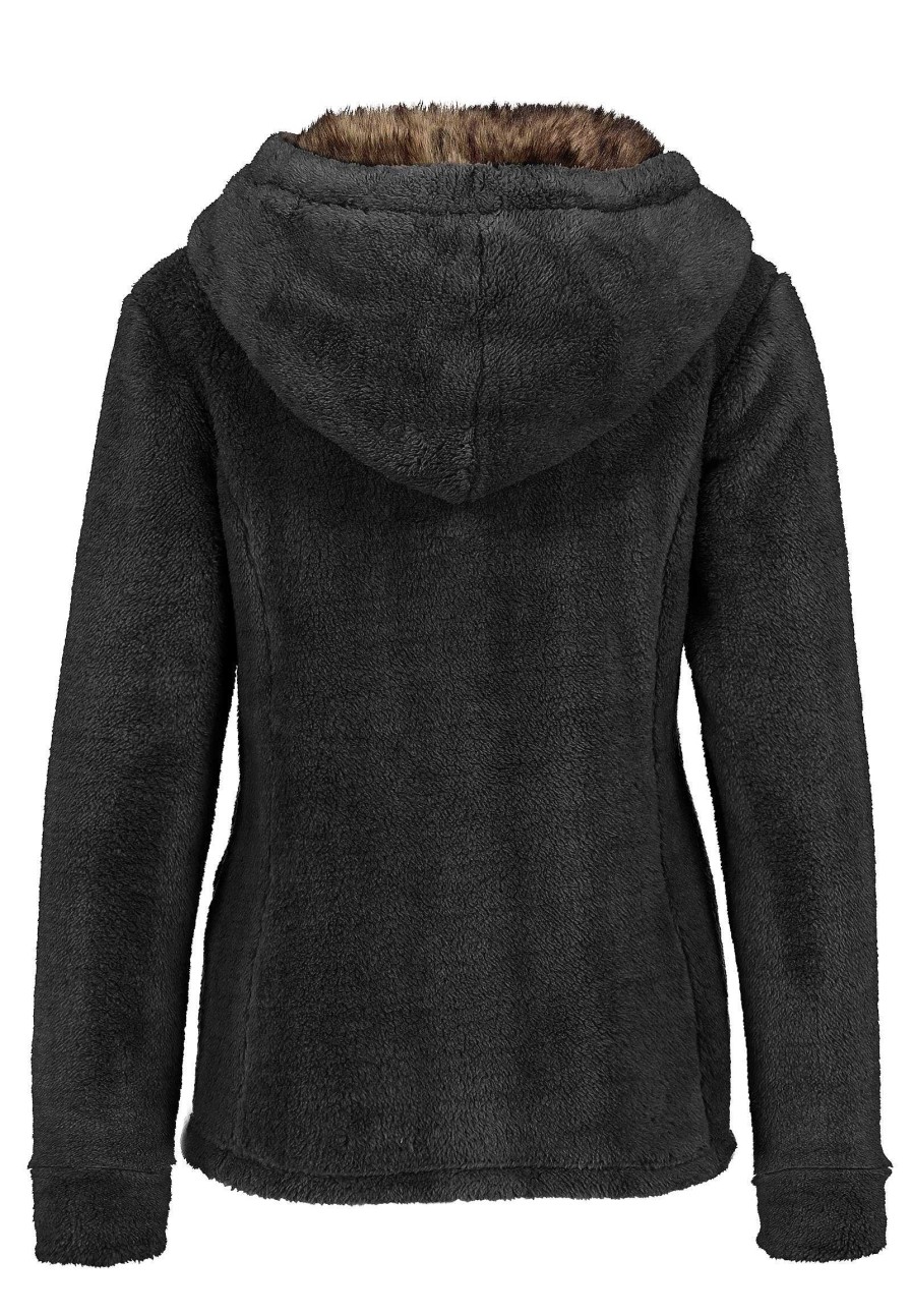 SUBLEVEL Damen Fleecejacke Mit Kunstfell Black Jacken