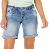 SUBLEVEL Damen Bermuda Mit Aufschlag Light Blue Shorts