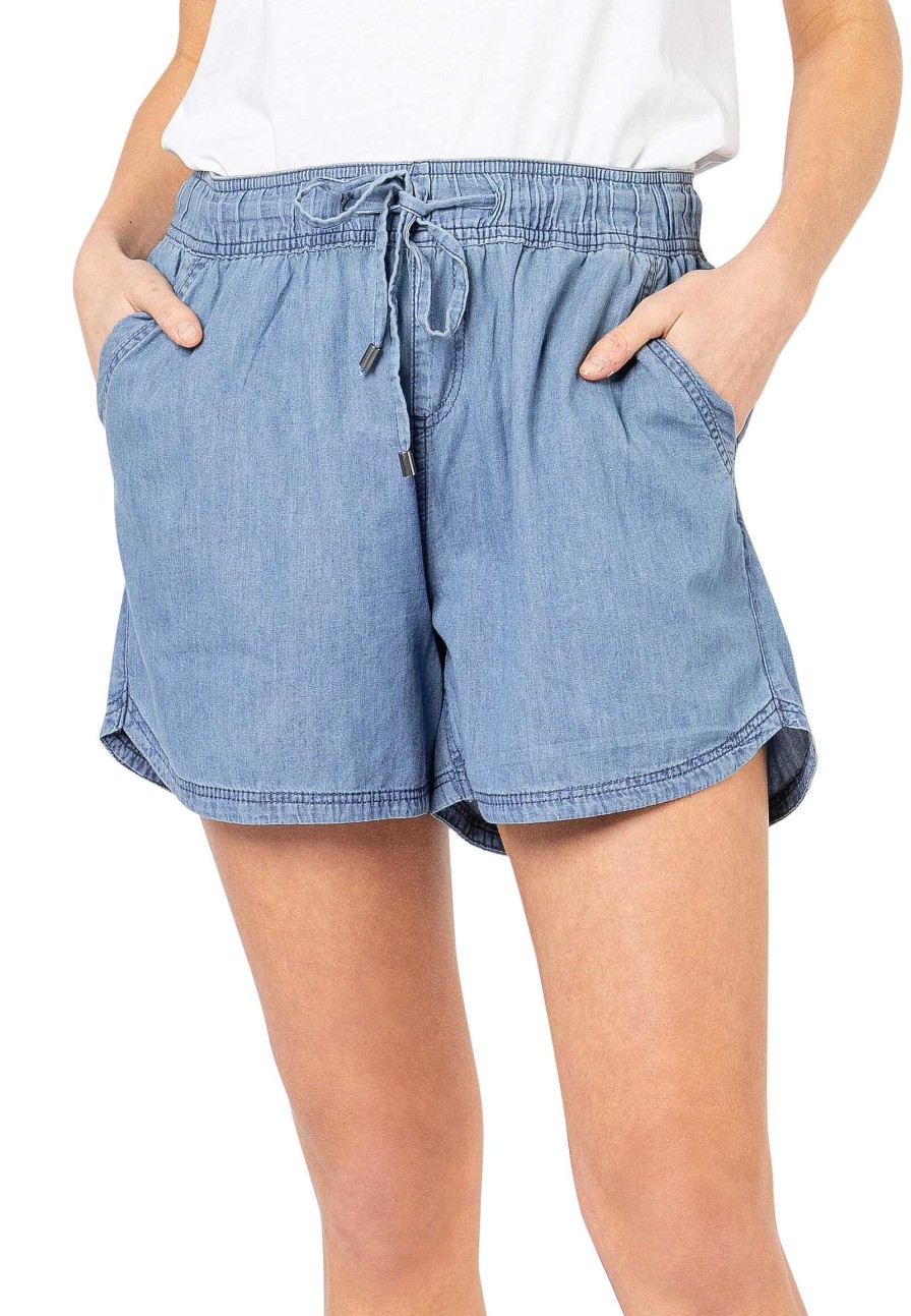 SUBLEVEL Leichte Denim Shorts Middle Blue Shorts