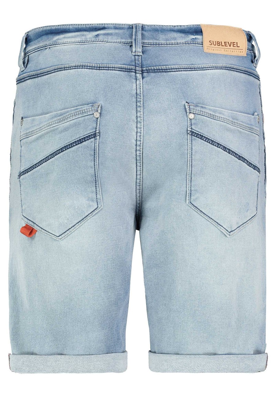 SUBLEVEL Kurze Sweat Denim Bermuda Light Blue Shorts