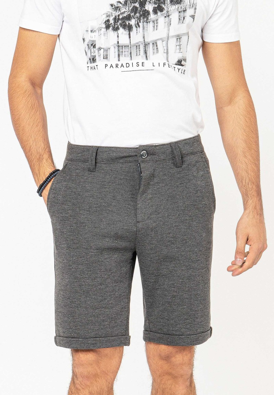 SUBLEVEL Bermuda Im Chino-Look Dark Grey Shorts