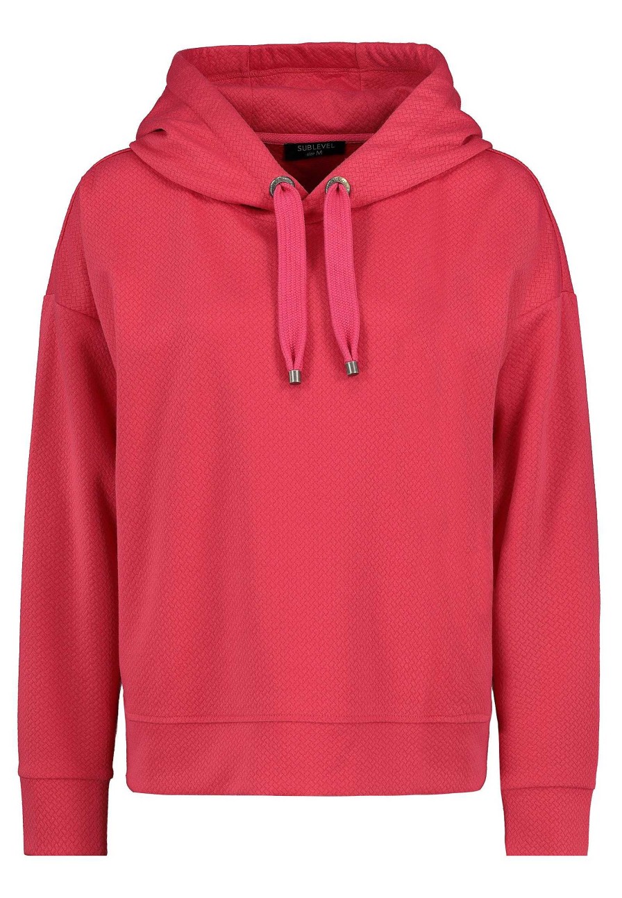 SUBLEVEL Basic Hoodie Mit Strukturmuster Red Pullover