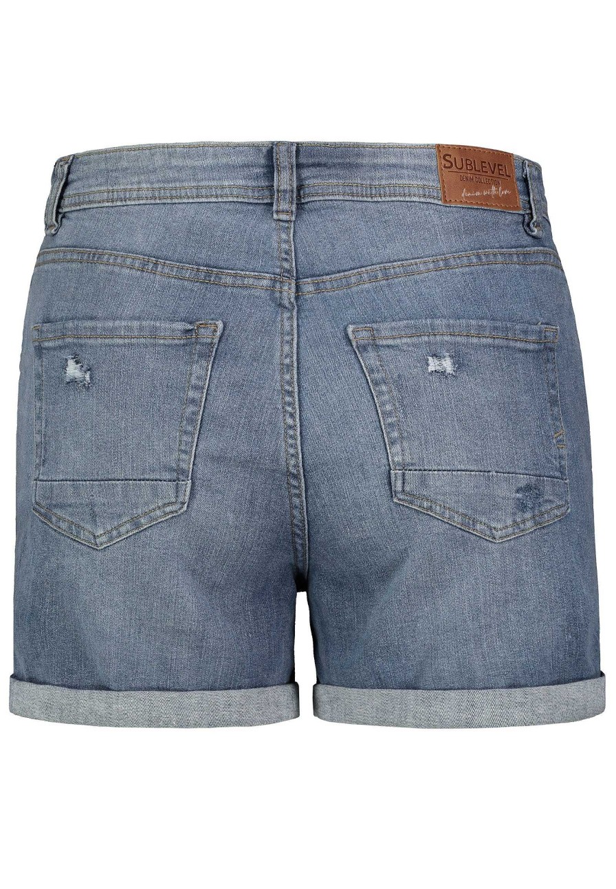 SUBLEVEL Kurze Denim Hose Blue Shorts