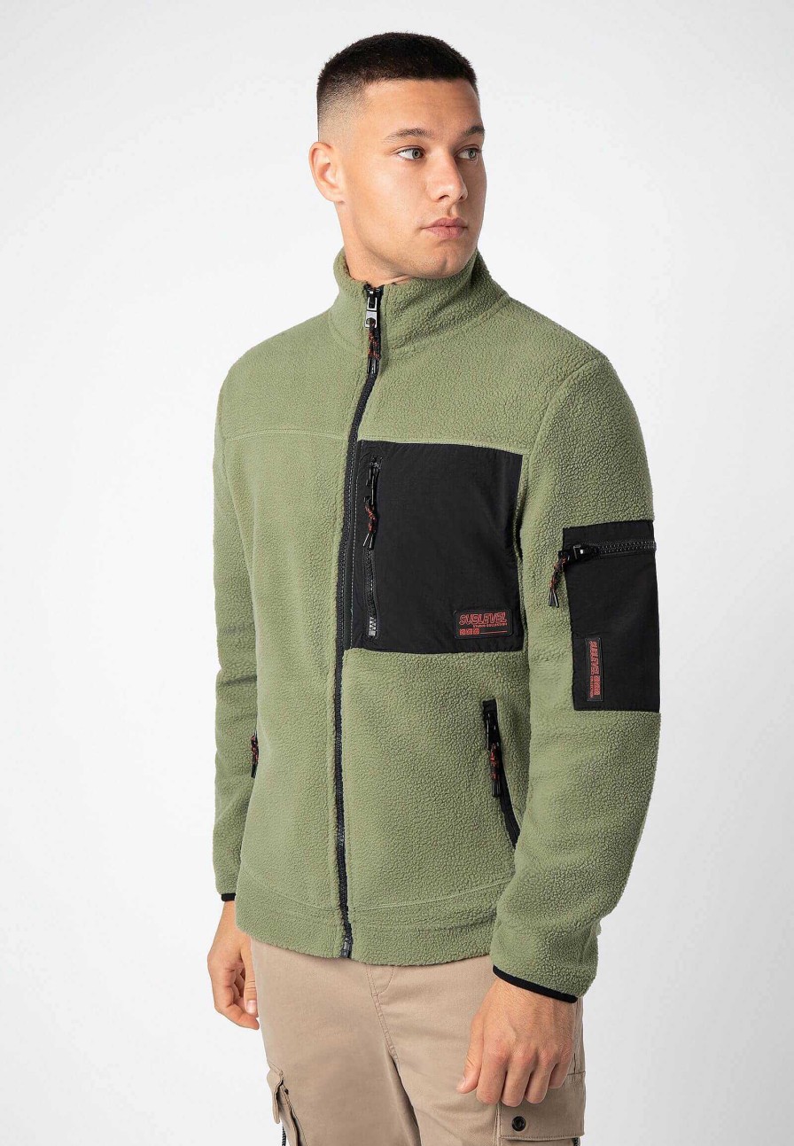 SUBLEVEL Herren Fleecejacke Green Beliebt