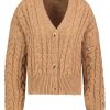 SUBLEVEL Kurzer Grobstrick Cardigan Brown Pullover