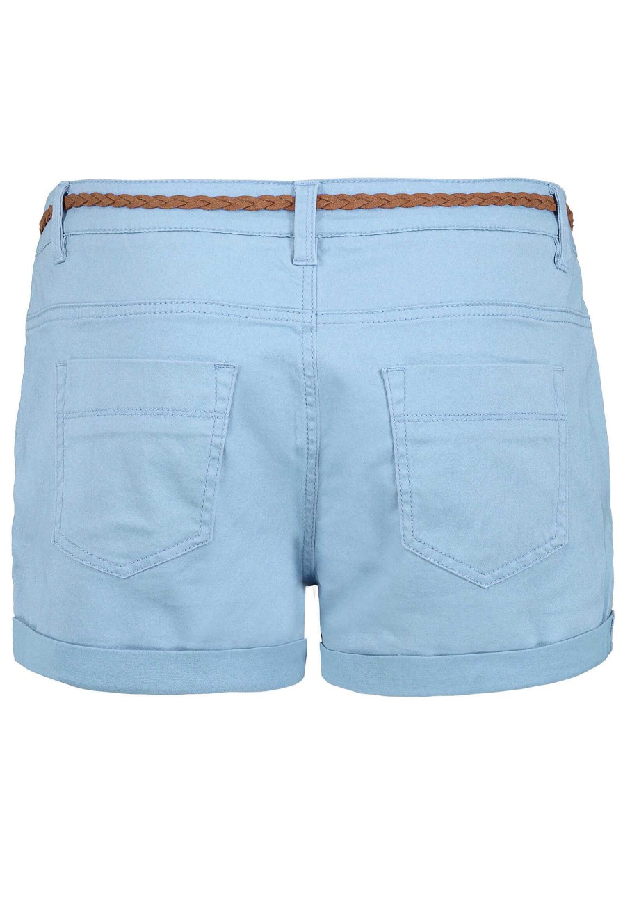 SUBLEVEL Stretch-Shorts Mit Flechtgurtel Light Blue Shorts