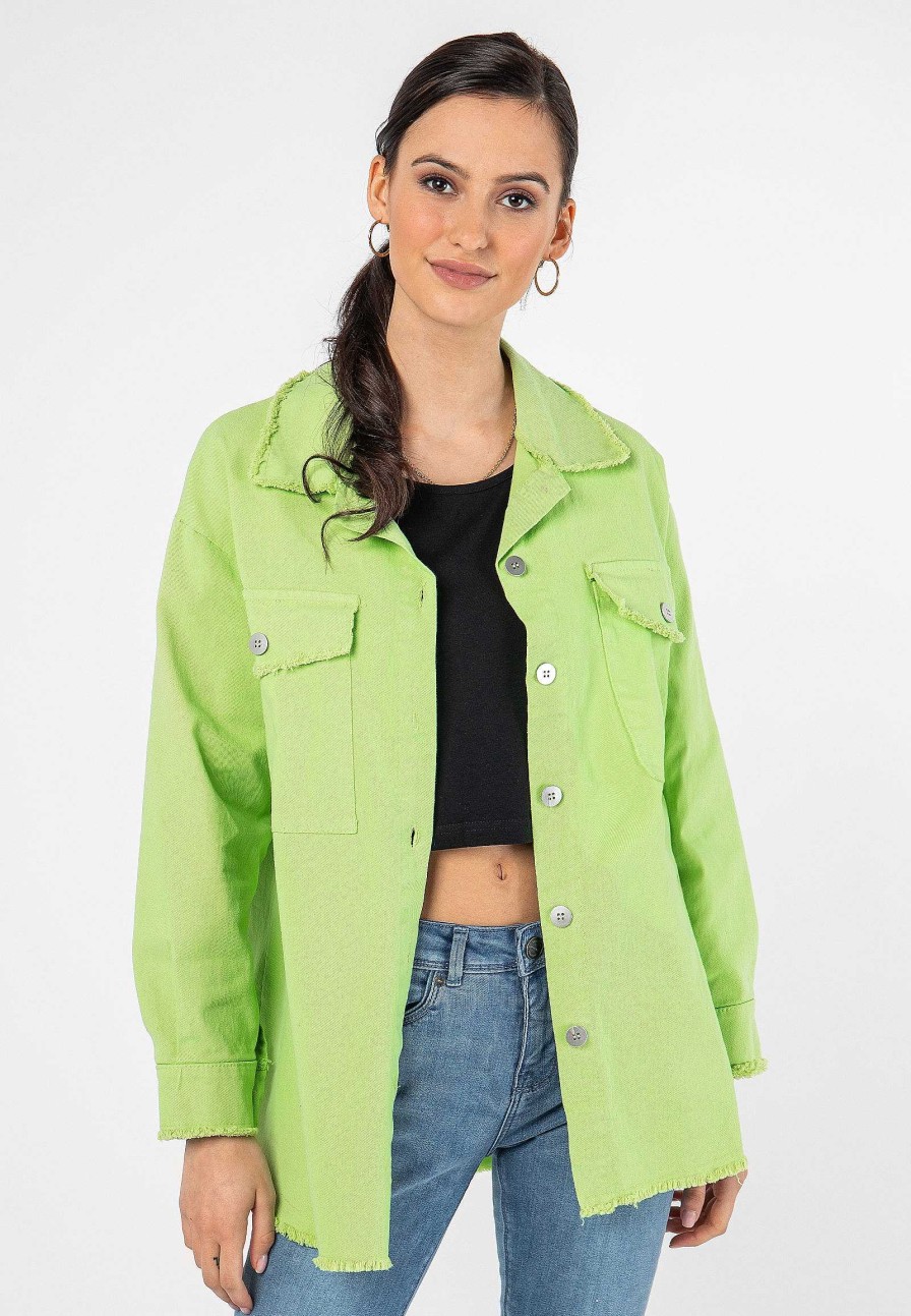 SUBLEVEL Overshirt In Neonfarben Green Jacken