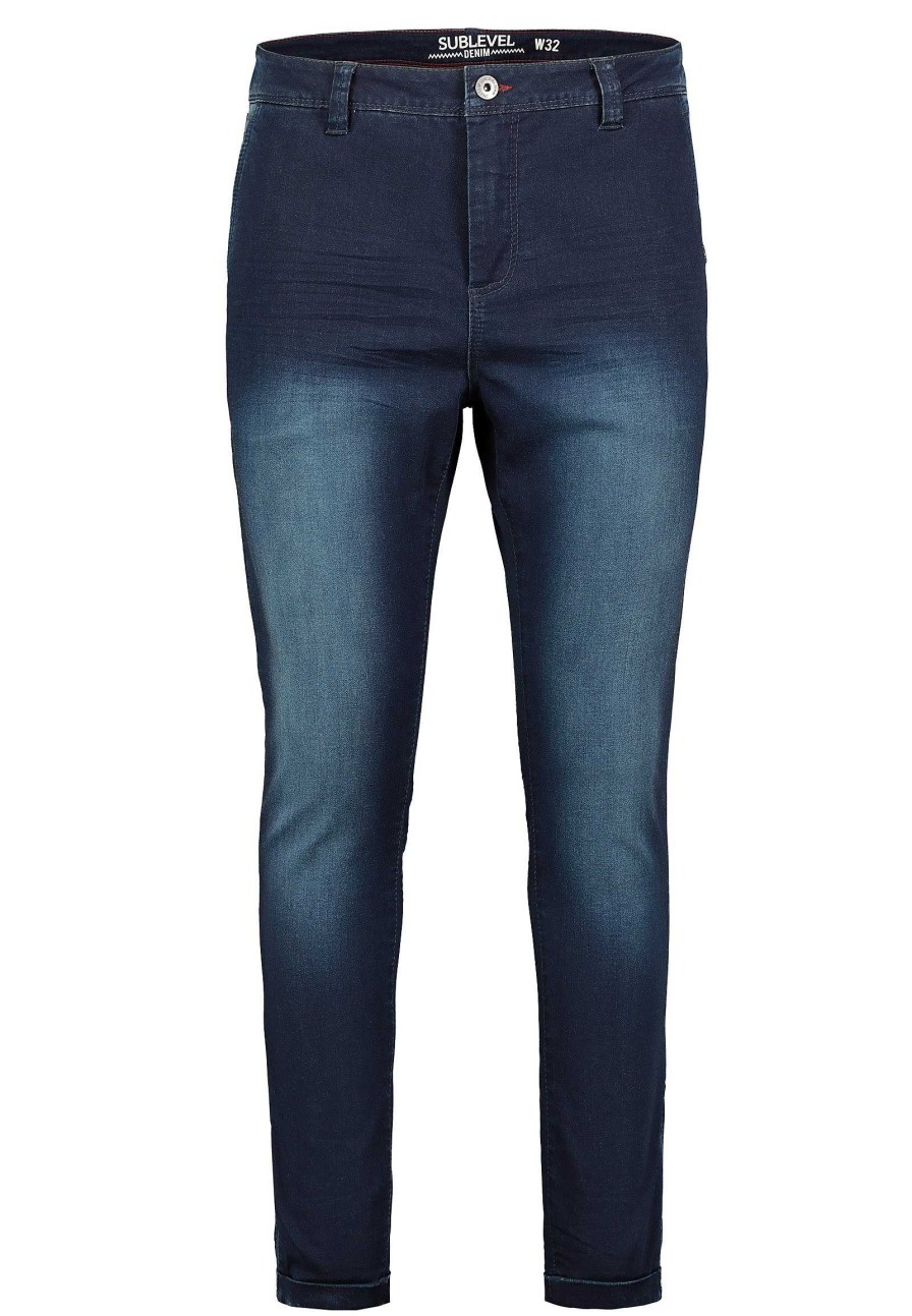 SUBLEVEL Chino Aus Sweat Denim Dark Blue Hosen