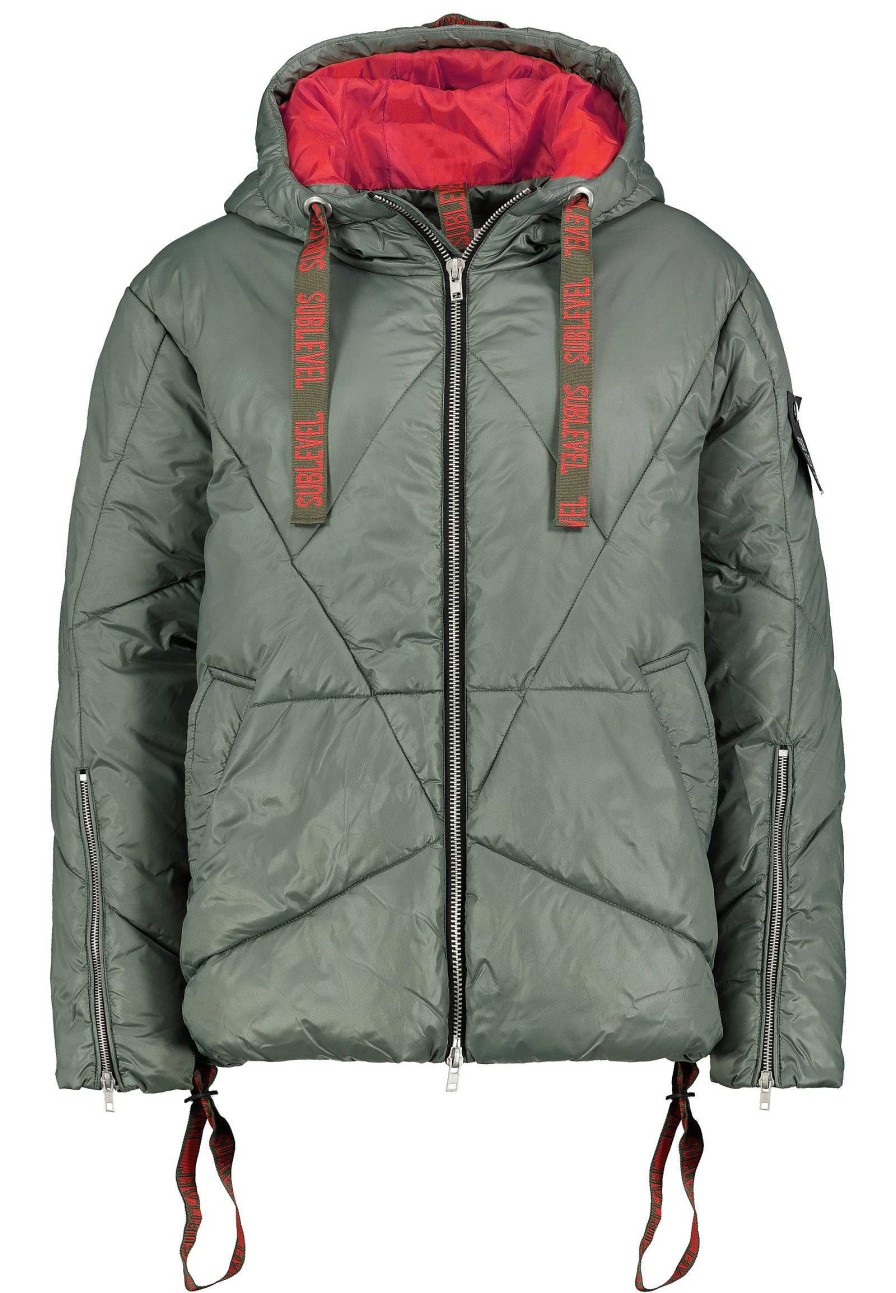 SUBLEVEL Gesteppte Winterjacke Mit Kapuze Green Jacken