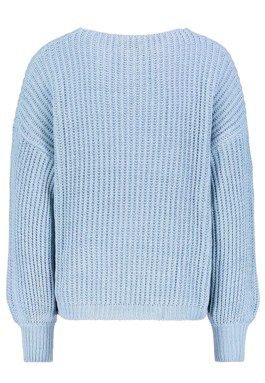 SUBLEVEL Strickpullover Aus Rippstrick Light Blue Pullover