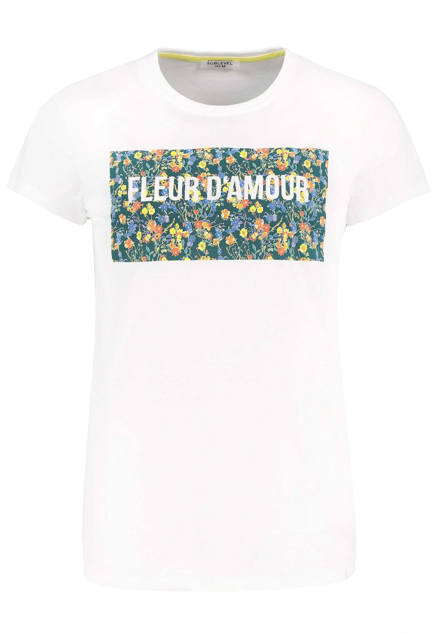 SUBLEVEL Print T-Shirt Mit Blumen White Shirts