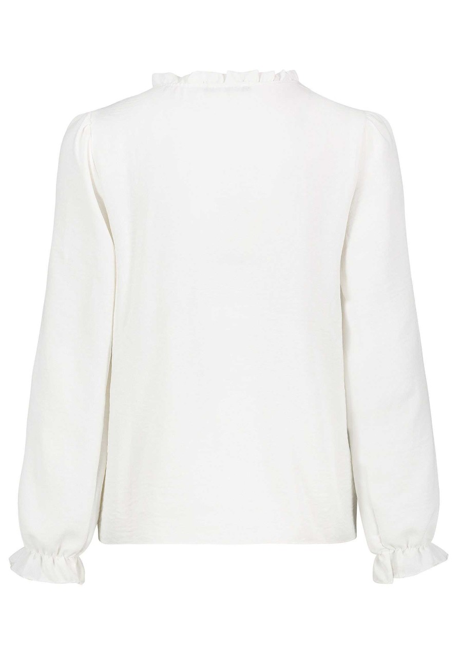 SUBLEVEL Bluse Mit Ruschen White Blusen