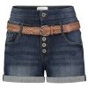 SUBLEVEL Highwaist Jeans Shorts Dark Blue Shorts