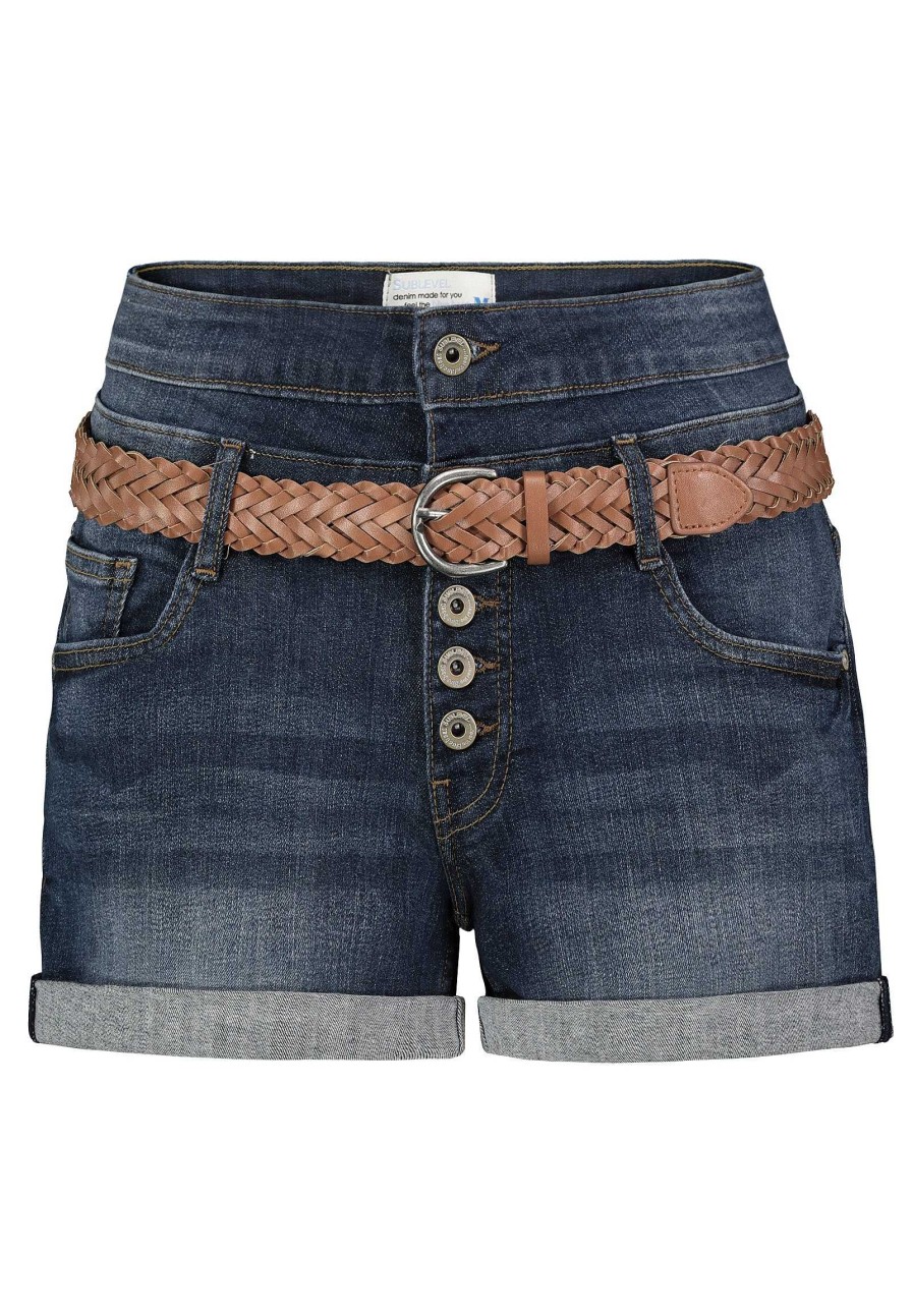 SUBLEVEL Highwaist Jeans Shorts Dark Blue Shorts