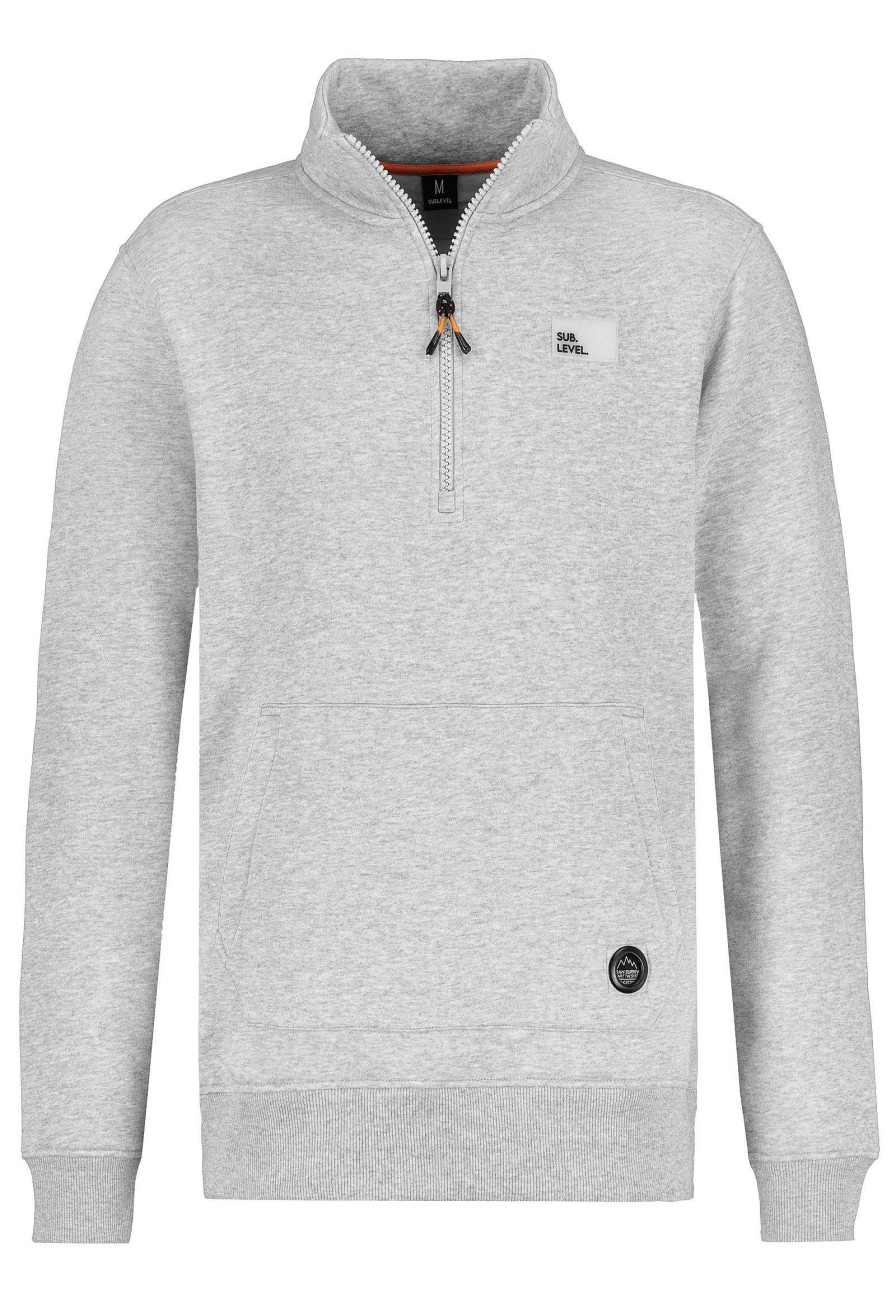 SUBLEVEL Sweatshirt Half Zip Light Grey Beliebt