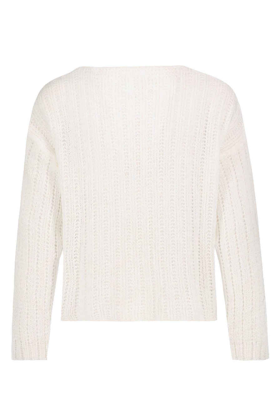 SUBLEVEL Kurzer Strickpullover White Pullover