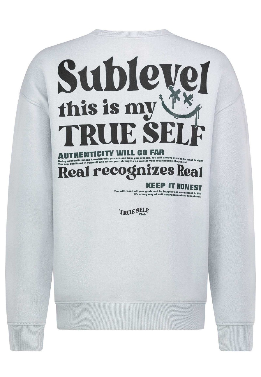 SUBLEVEL Sweatshirt Mit Ruckenaufdruck Light Grey Beliebt