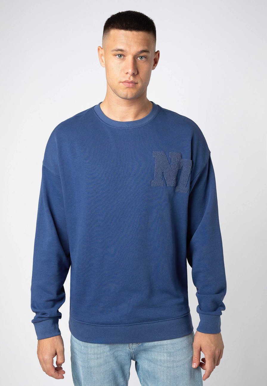 SUBLEVEL Sweatshirt Mit Applikation Light-Blue Beliebt