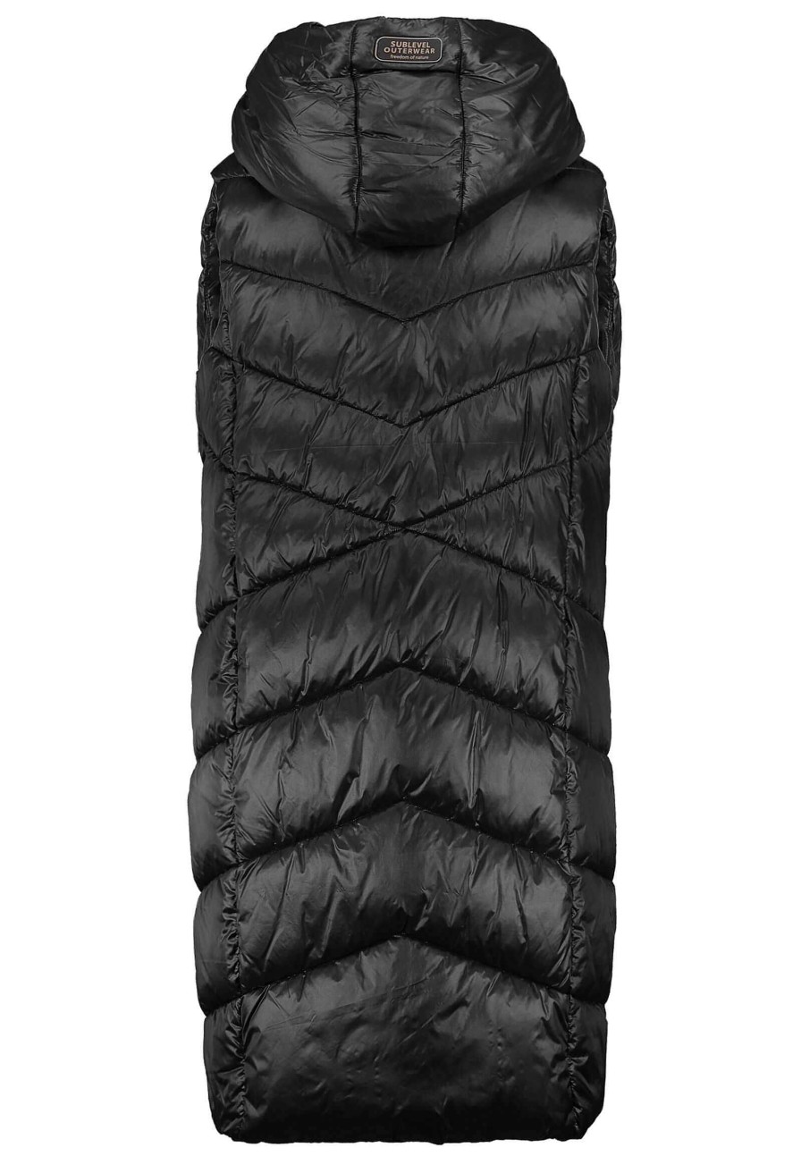 SUBLEVEL Lange Puffer Steppweste Black Beliebt