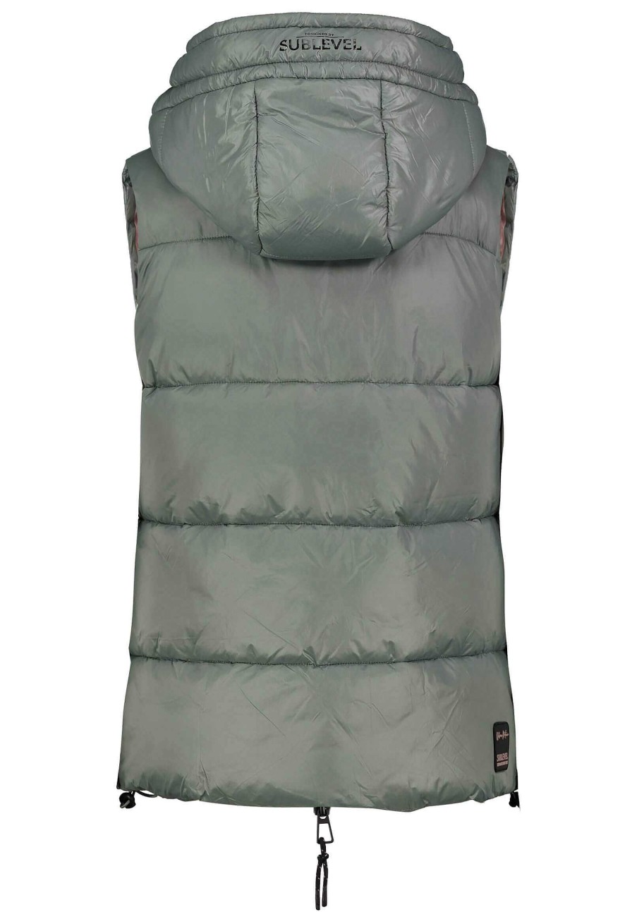 SUBLEVEL Kurze Puffer Steppweste Middle Green Beliebt