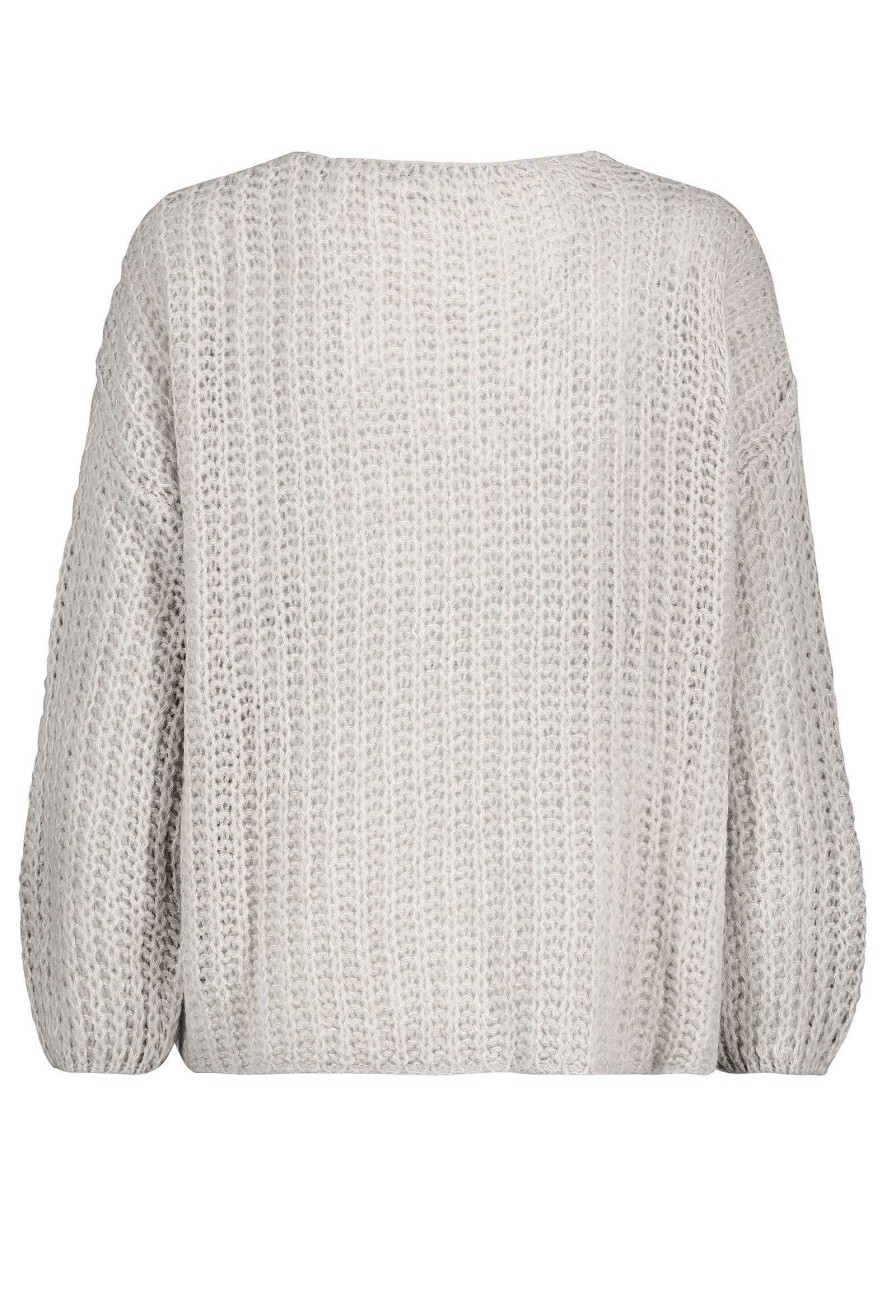 SUBLEVEL V-Ausschnitt Strickpullover Light Grey Pullover