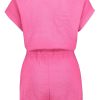 SUBLEVEL Kurzer Musselin Jumpsuit Pink Kleider