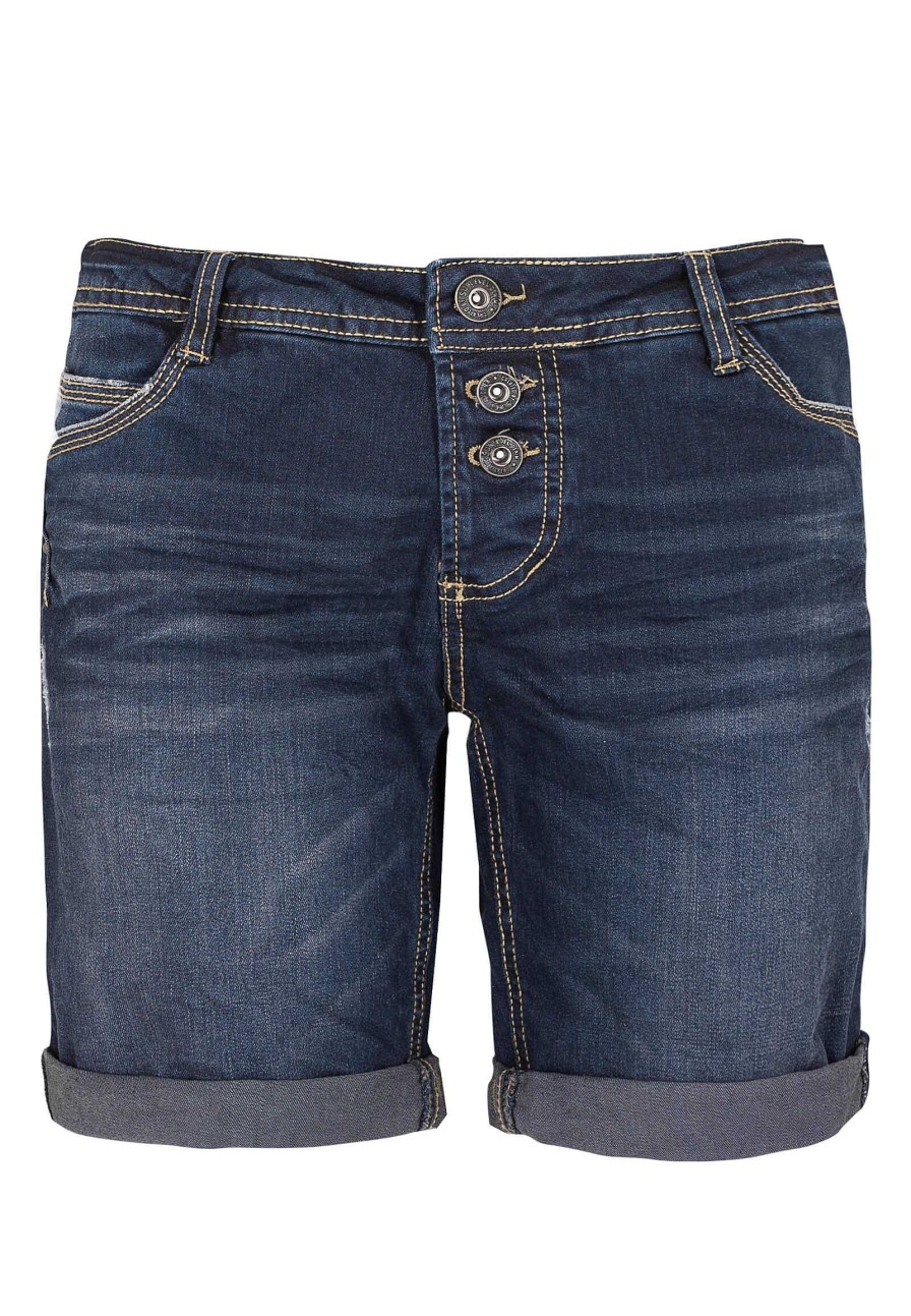 SUBLEVEL Damen Bermuda Mit Aufschlag Blue Shorts