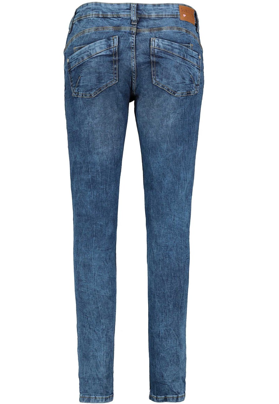 SUBLEVEL Skinny Fit Jeans Mit Knopfleiste Middle Blue Hosen