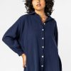 SUBLEVEL Musselin Long-Bluse Dark Blue Beliebt