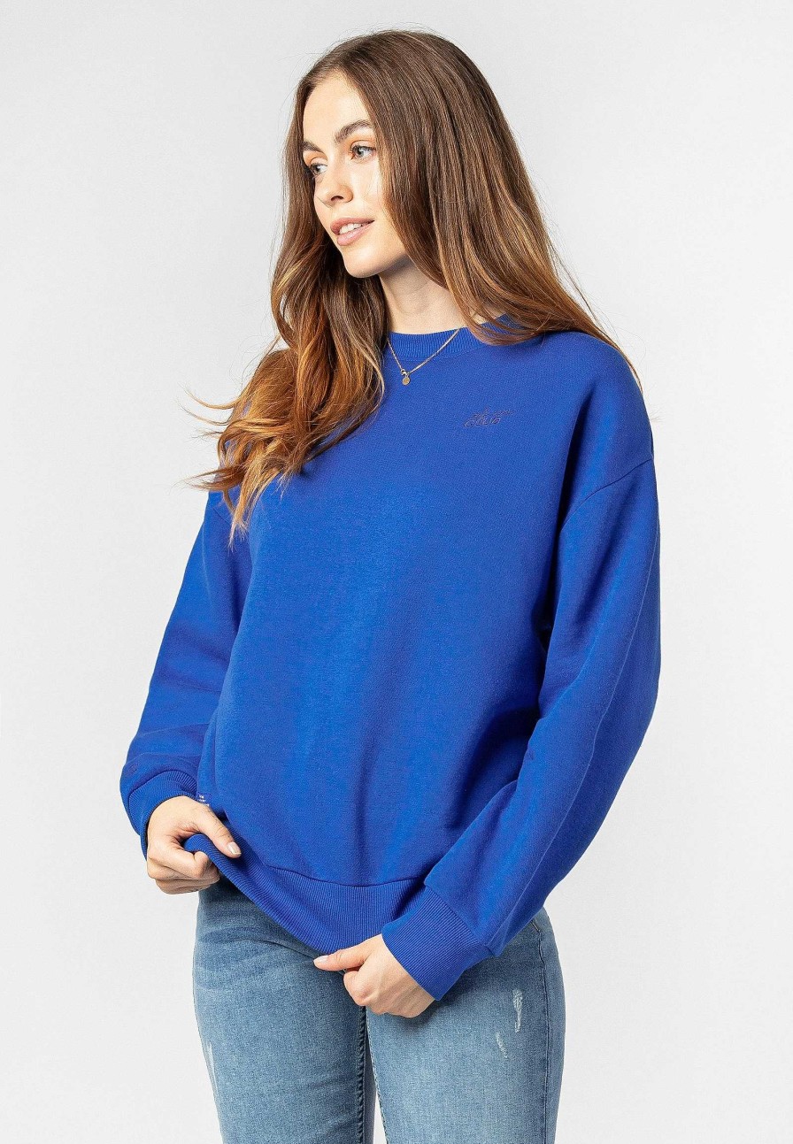 SUBLEVEL Damen Basic Sweatshirt Blue Beliebt