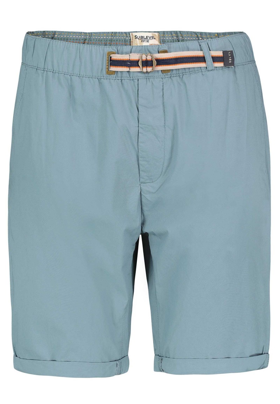 SUBLEVEL Kurze Chino Mit Gurtel Light Blue Shorts