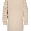 SUBLEVEL Grobstrick Cardigan Mit Bubble Armeln Light Beige Pullover