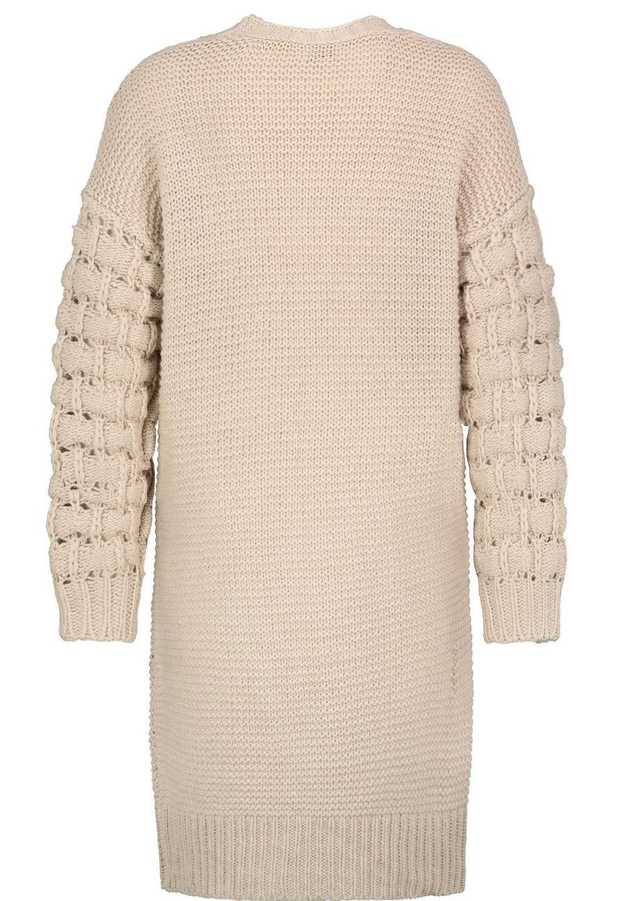 SUBLEVEL Grobstrick Cardigan Mit Bubble Armeln Light Beige Pullover