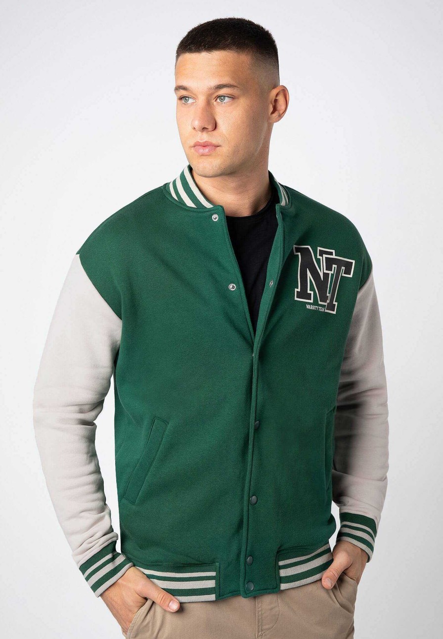 SUBLEVEL Sweatjacke College Style Dark Green Beliebt