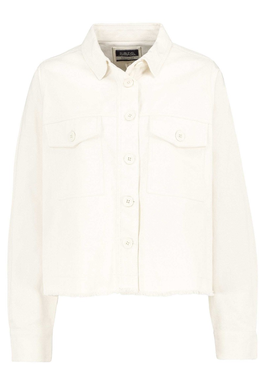 SUBLEVEL Twill Kurzjacke White Jacken