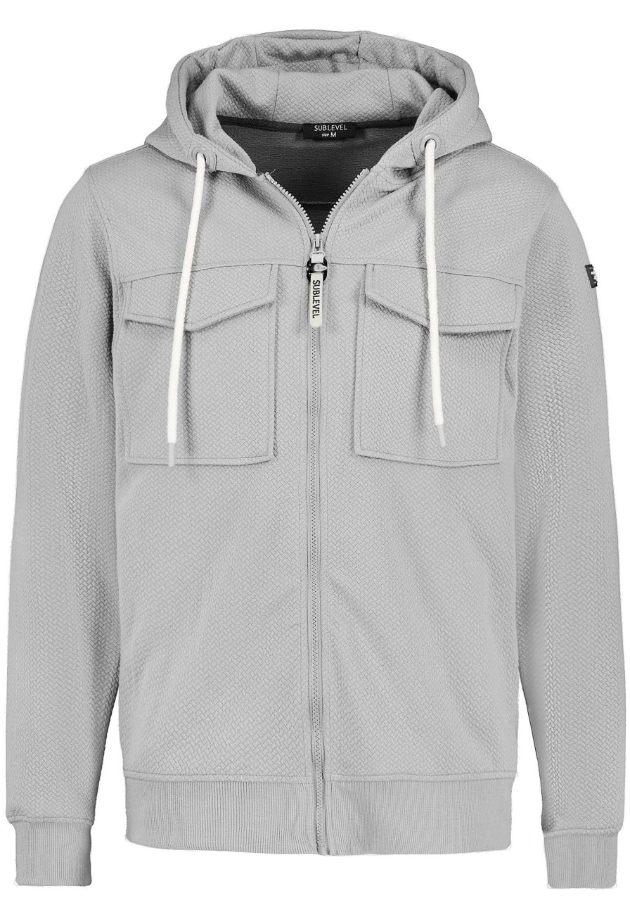 SUBLEVEL Sweatjacke Im Utility-Look Light Grey Pullover