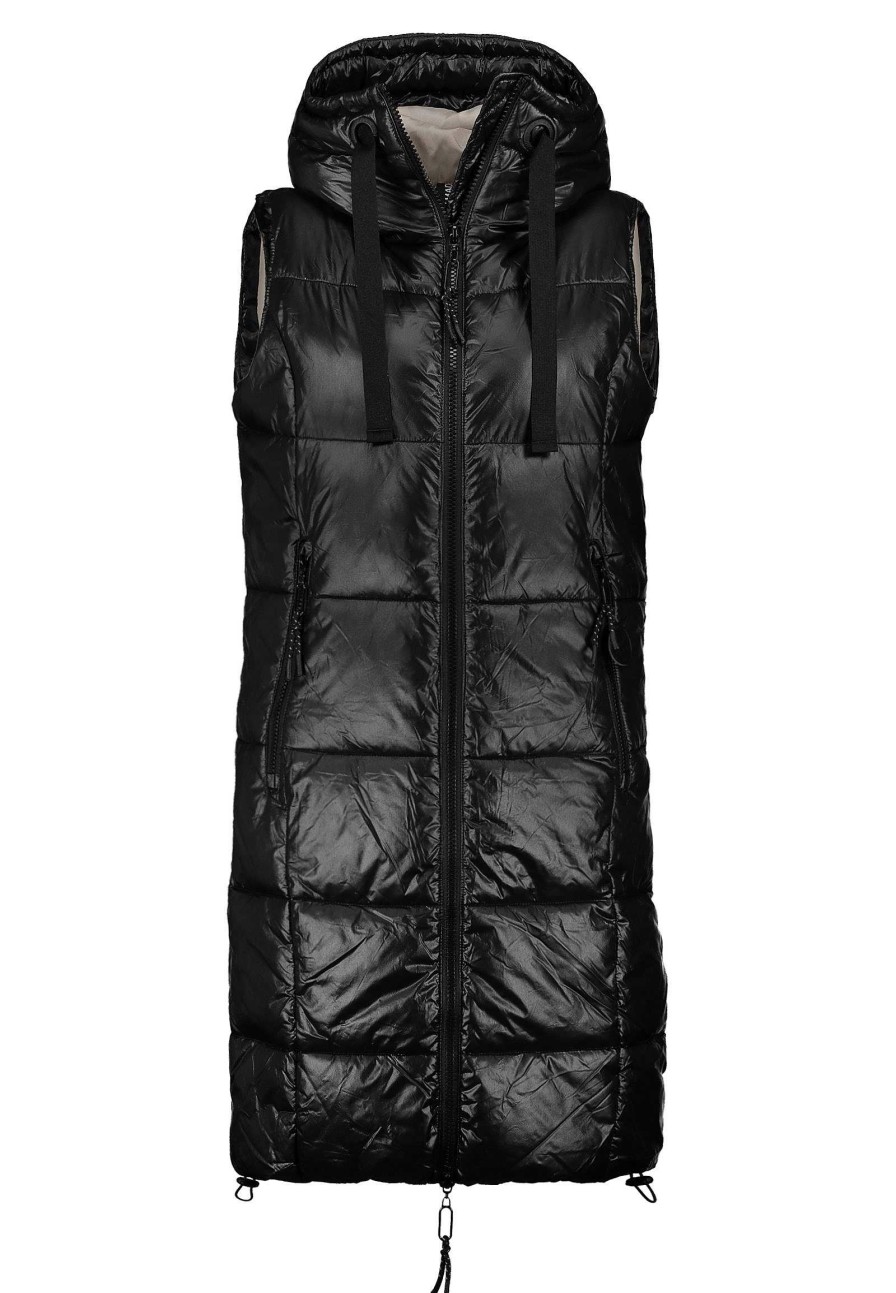 SUBLEVEL Lange Winter Steppweste Black Beliebt