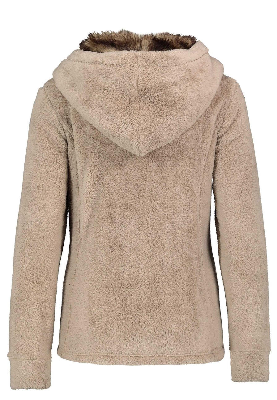 SUBLEVEL Damen Fleecejacke Mit Kunstfell Light Brown Jacken