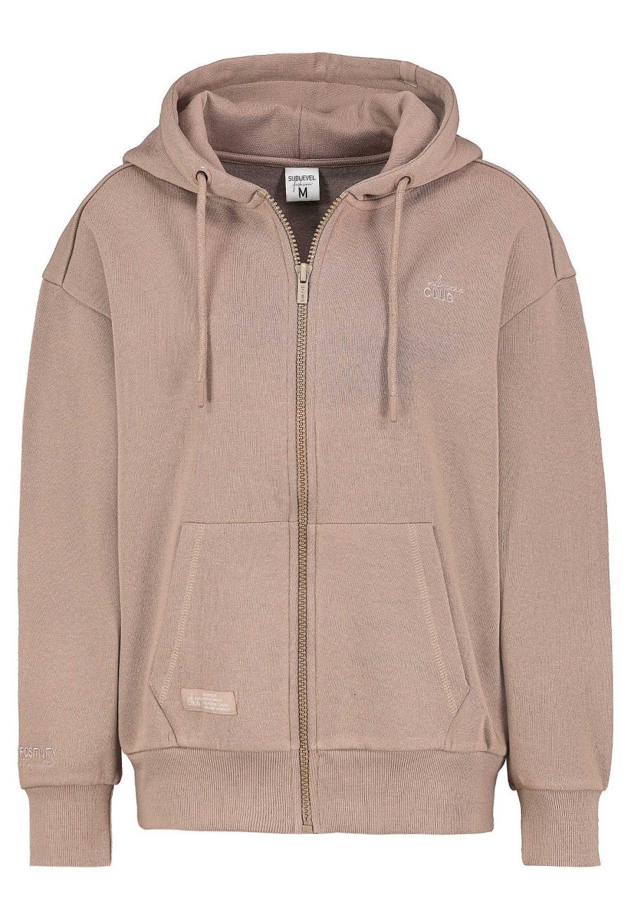 SUBLEVEL Damen Basic Sweatjacke Light Brown Beliebt