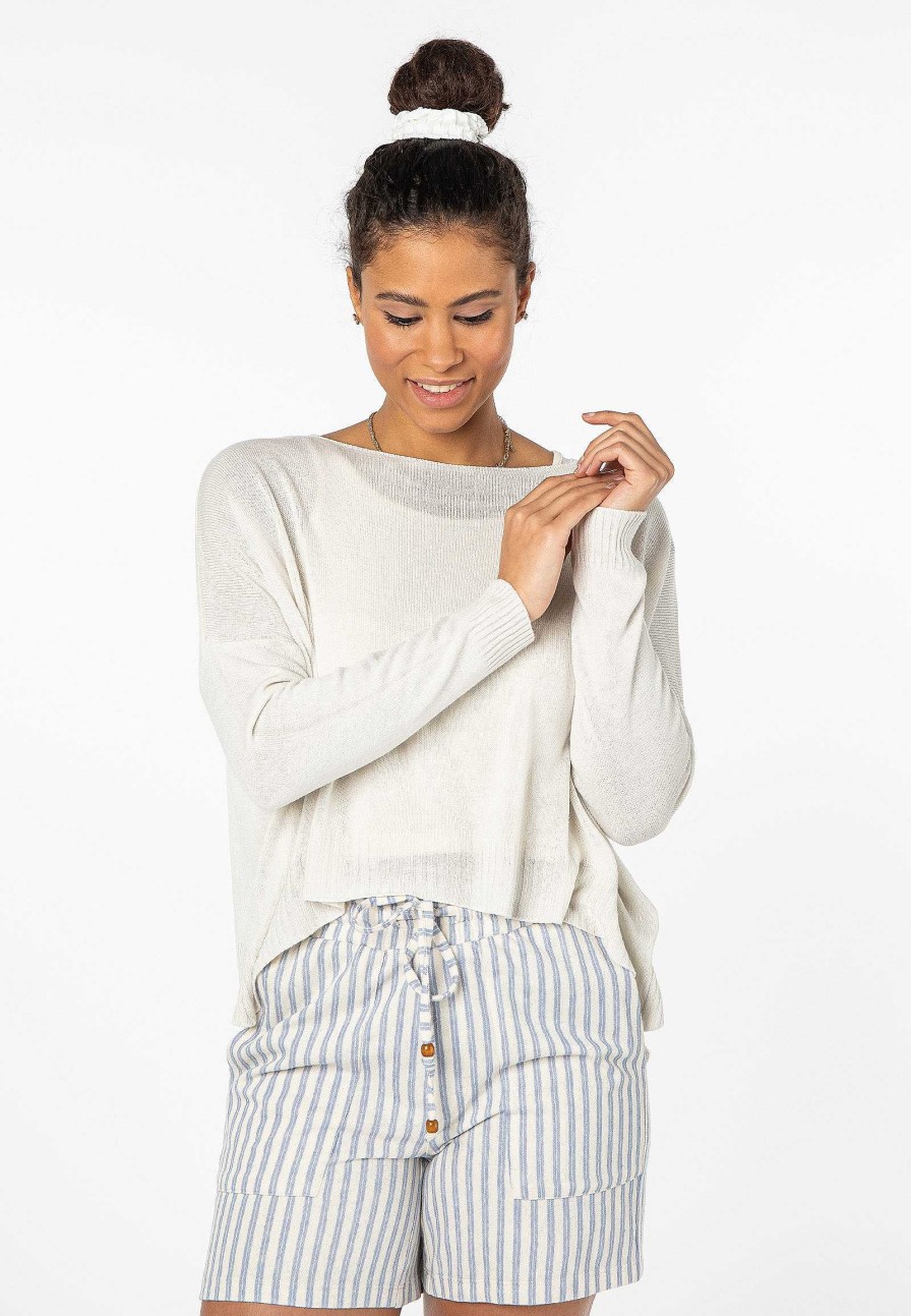 SUBLEVEL Strickpullover Cropped Light Beige Pullover