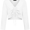 SUBLEVEL Musselin Bluse Cropped White Beliebt